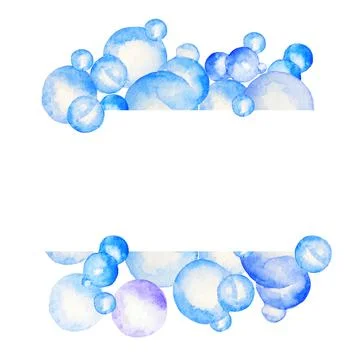 Watercolor soap bubbles. Frame Stock Illustration