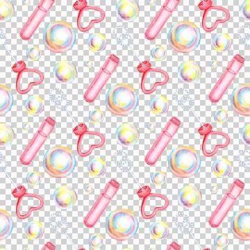 Watercolor soap bubbles pattern Stockillustratie