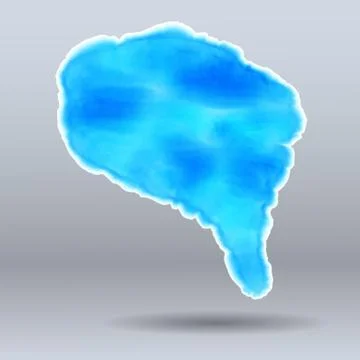Watercolor Speech blue Bubble. Vector Stock Illustration