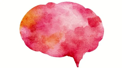 Watercolor speech bubble icon with pink and orange paint texture, abstract .. Stock Footage 342046096