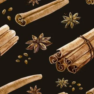Watercolor spice pattern Stock Illustration