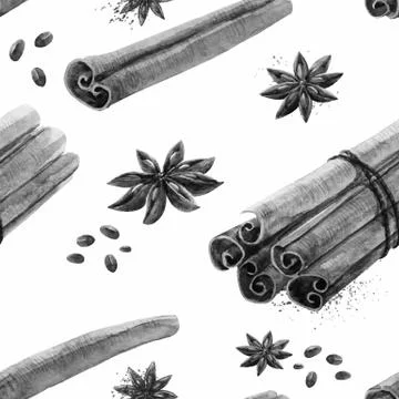 Watercolor spice pattern Stock Illustration