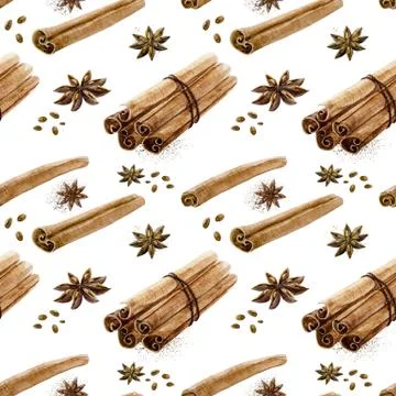Watercolor spice pattern Stock Illustration