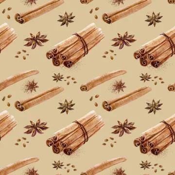 Watercolor spice pattern Illustrazione stock