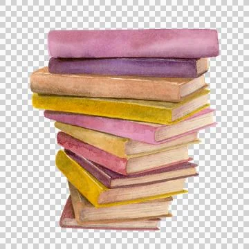 Watercolor spiral books stack Stock Illustration
