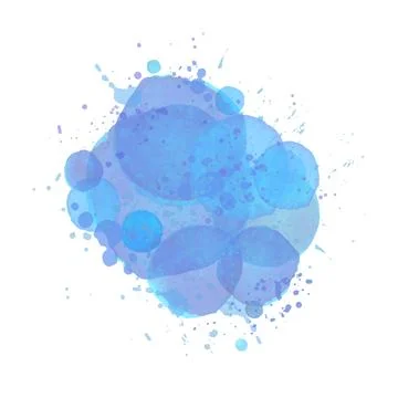 Watercolor splash effect background. Blue brush strokes, splash, drops. Des.. Illustrazione stock