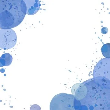 Watercolor splash effect border frame background. Blue brush strokes. Set o.. 스톡 일러스트