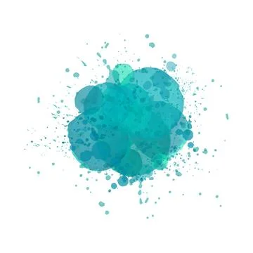 Watercolor splash effect border frame background. Blue brush strokes, splas.. Stock Illustration