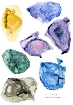 Watercolor splashes texture background isolated. Hand-drawn blob, spot. Water Stock Illustration