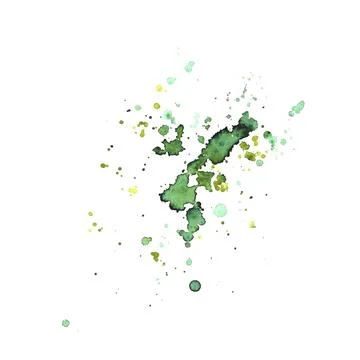 Watercolor spots and splashes abstract hand drawn background. Yellow, green Stock Illustration