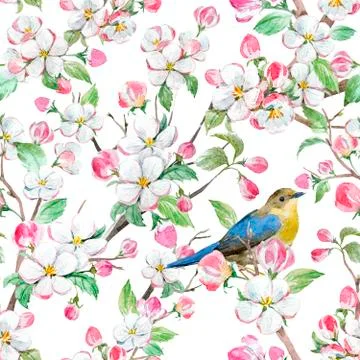 Watercolor spring floral pattern Stock Illustration