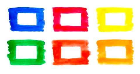 Watercolor square design element set. Colorful hand drawing copy space frame Stock Illustration