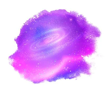 Watercolor stain with outer space inside Stock Illustration