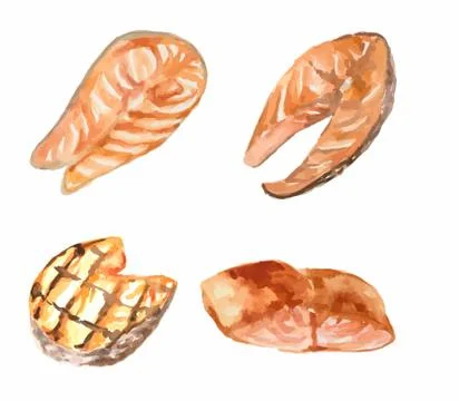 Watercolor steak set. Ilustración de archivo
