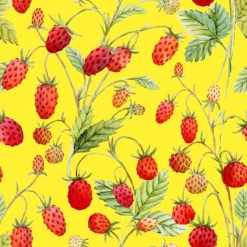 Watercolor strawberry pattern Stock Illustration