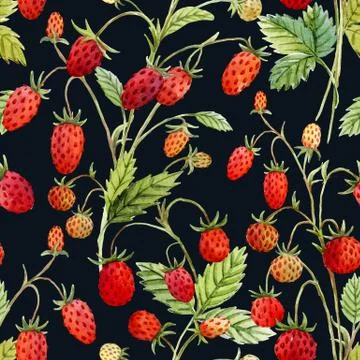 Watercolor strawberry pattern Stock Illustration
