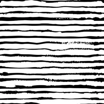 Watercolor stripes vector seamless pattern. Fashion textile print in black wh Stock Illustration