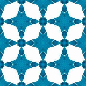Watercolor summer ethnic border pattern. Blue Illustrazione stock