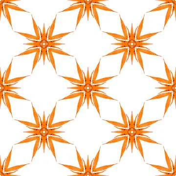 Watercolor summer ethnic border pattern. Orange Illustrazione stock