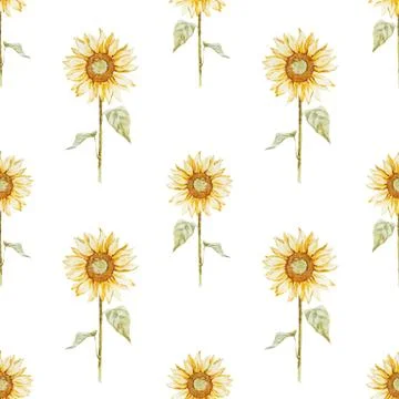 Watercolor sunflower pattern Stock Illustration