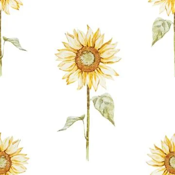 Watercolor sunflower pattern Stock Illustration