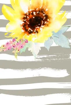 Watercolor sunflowers Stock Illustration