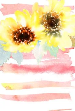 Watercolor sunflowers Stock Illustration
