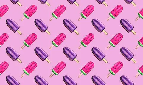 Watercolor sweets, seamless pattern Stock Illustration