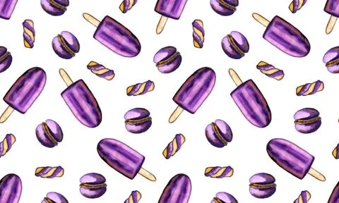 Watercolor sweets, seamless pattern Stock Illustration