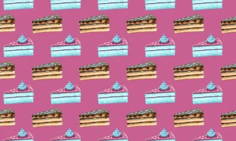Watercolor sweets, seamless pattern Stock Illustration