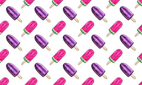 Watercolor sweets, seamless pattern Stock Illustration