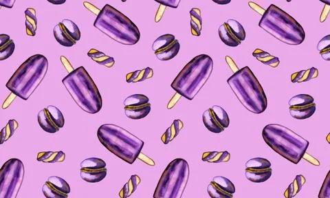 Watercolor sweets, seamless pattern イラスト素材