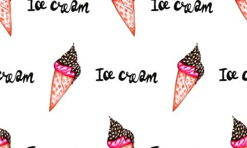 Watercolor sweets, seamless pattern Illustrazione stock