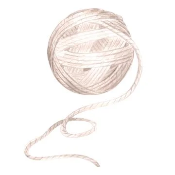 Watercolor tangle of brown threads, wool knitting yarn. Template illustration Stock Illustration