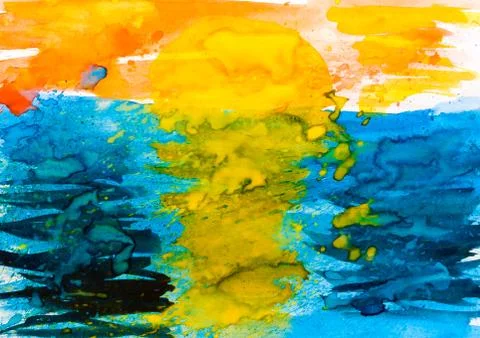 Watercolor texture pattern sea sun Stock Illustration