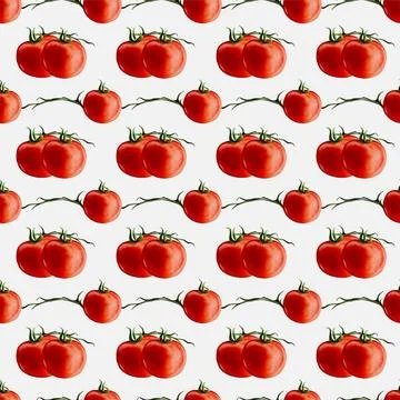 Watercolor tomato pattern design suitable for fabric and wallpaper applicatio Stock Illustration
