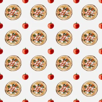 Watercolor tomato pattern for textile and packaging designs inspired by fre.. Stock Illustration