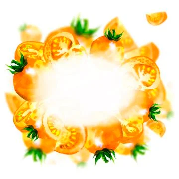 Watercolor Tomatoes Frame on White Background Stock Illustration