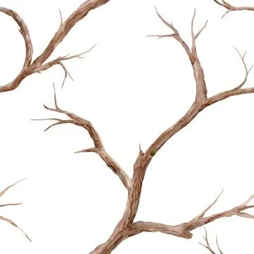 Watercolor tree branches pattern Stock Illustration