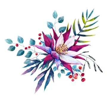 Watercolor tropical composition Stock Illustration