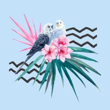 Watercolor tropical composition Stock Illustration