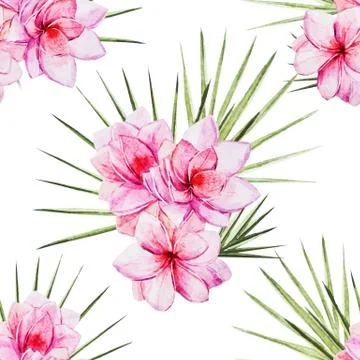 Watercolor tropical flral pattern Stockillustratie