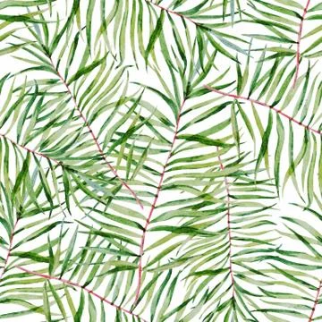 Watercolor tropical leafs pattern Stock Illustration