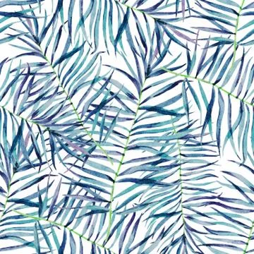 Watercolor tropical leafs pattern Stock Illustration