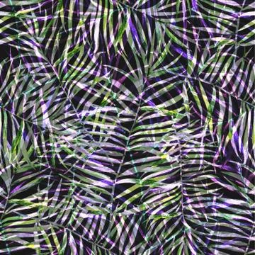 Watercolor tropical leafs pattern Stock Illustration