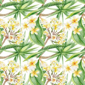 Watercolor Tropical Pattern Stock Illustration