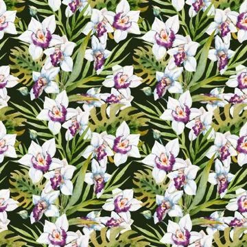 Watercolor tropical pattern Stock Illustration