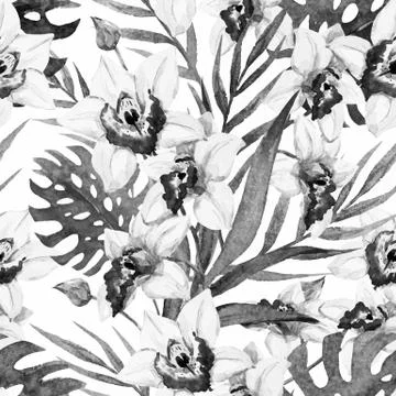 Watercolor tropical pattern Stock Illustration