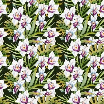 Watercolor tropical pattern Stock Illustration