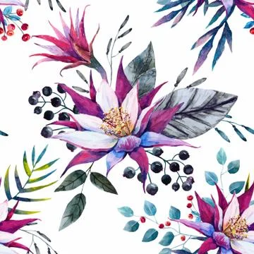 Watercolor tropical pattern Stock Illustration